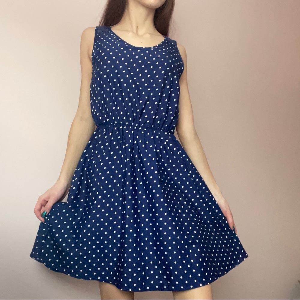 2/$20 Polka Dot Navy Blue Dress